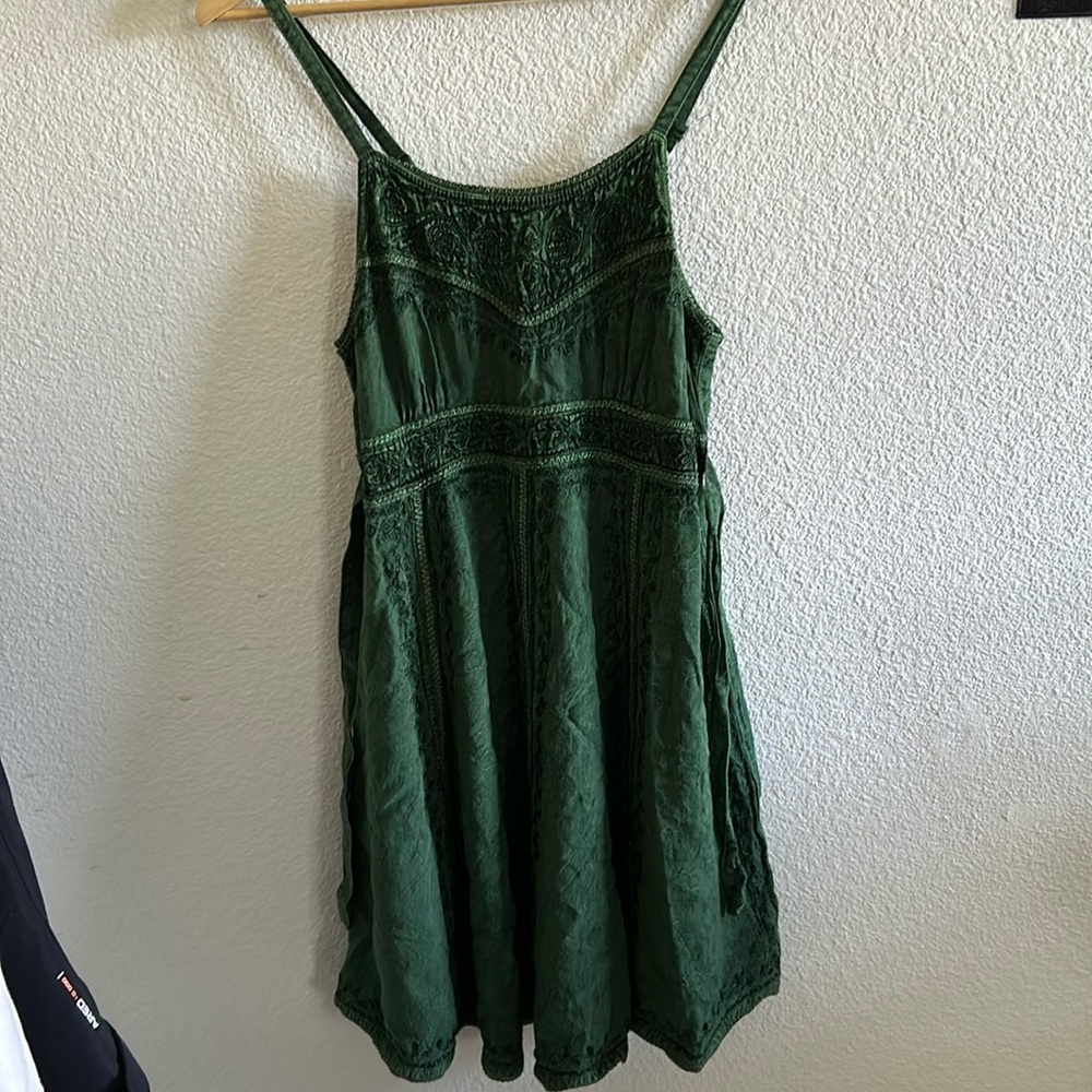 Vintage green fairy embroidered mini dress